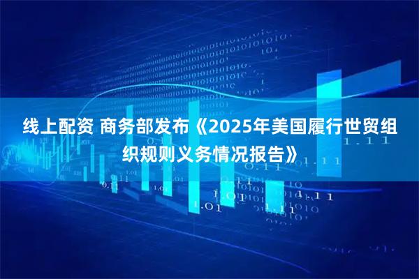 线上配资 商务部发布《2025年美国履行世贸组织规则义务情况报告》